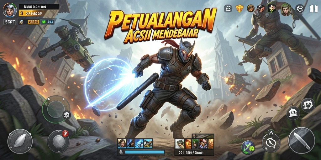 Tangkapan layar 5RT menampilkan aksi pertempuran yang mendebarkan dan intens.