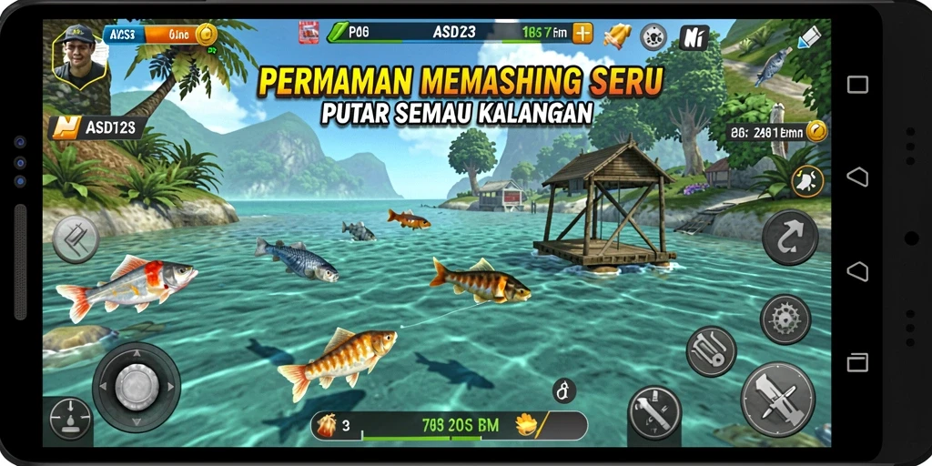 Tangkapan ikan besar di laut yang menantang dalam gameplay ASD123.