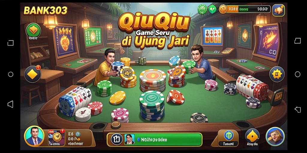 Screenshot utama menampilkan aksi seru QiuQiu dalam BANK303.
