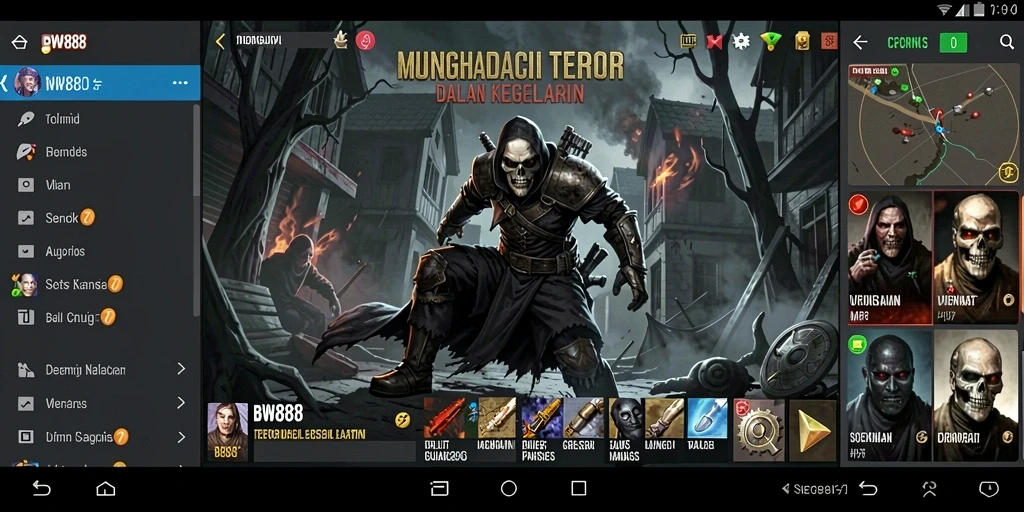 Tangkapan layar dari gameplay BW888 yang menampilkan suasana horor yang mencekam.