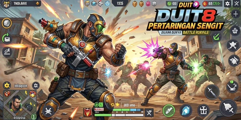 Tampilan gameplay DUIT8 yang mendebarkan dalam pertarungan Battle Royale.