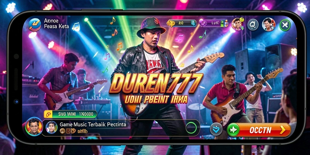 Screenshot gameplay DUREN777 menampilkan momen seru saat bermain musik.