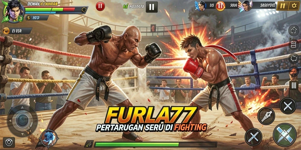 Screenshot FURLA77 menampilkan aksi pertarungan mendebarkan dan karakter yang kuat.