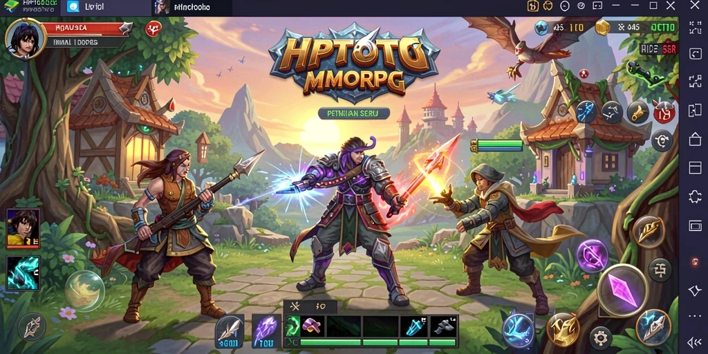 Screenshot menunjukkan aksi seru dalam petualangan MMORPG