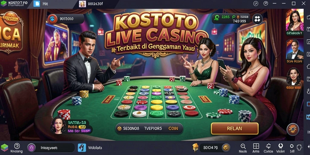 Screenshot KOSTOTO menunjukkan dealer langsung dan pengalaman bermain yang mendebarkan.