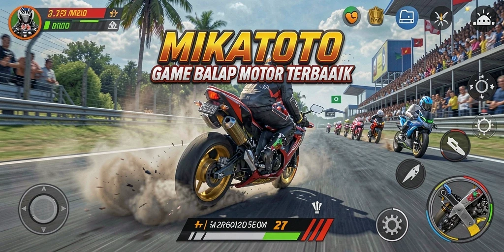 Tampilan gameplay MIKATOTO dengan balapan motor yang seru.
