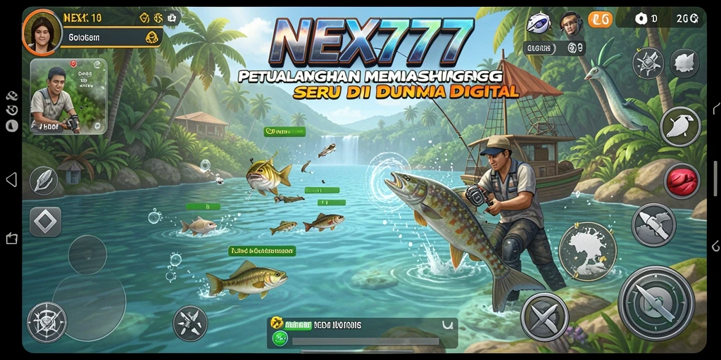 Tampilan gameplay <strong>NEX777</strong> yang menakjubkan dengan berbagai pilihan lokasi memancing.