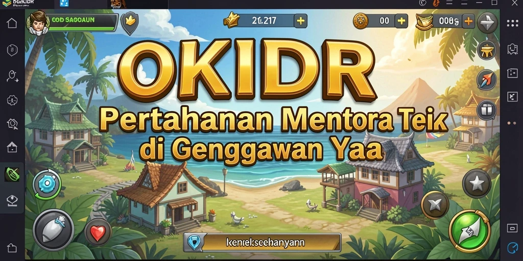 Screenshot gameplay OKIDR memperlihatkan serangan menara yang spektakuler.