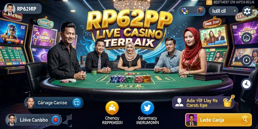 Screenshot gameplay Live Casino yang menampilkan dealer langsung dan interaksi pemain.