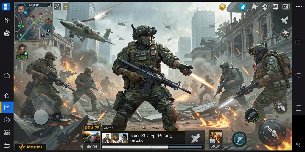 Screenshot RPVIP5 menampilkan aksi strategi perang yang menegangkan.