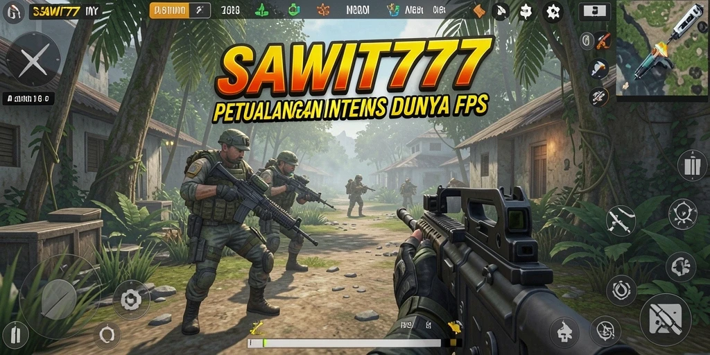 Screenshot SAWIT777 menampilkan aksi seru di medan perang FPS.